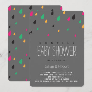 Farbenfrohe Fun Raindrops Paare Kinderdusche einla Einladung