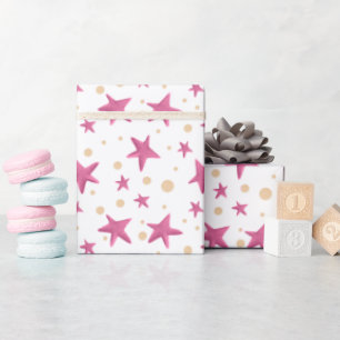 Farbenfrohe Fun Rosa Sterne und Party der gelben K Geschenkpapier