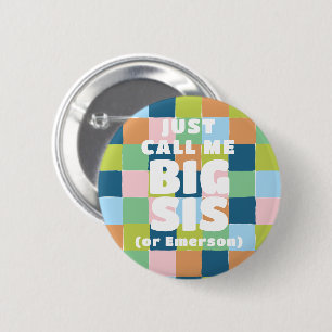 Farbenfrohe Fun Schachbrett Blockdusche Big Sister Button