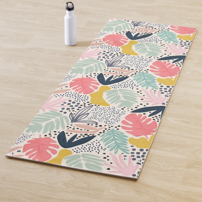 Farbenfrohe Fun Tropical Collage Muster Yogamatte (Beispiel)