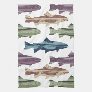Farbenfrohe Fun Trout Fish Muster Geschirrtuch