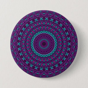 Farbenfrohe Funkelnd Jewel Tone Mandala Button