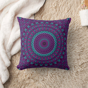 Farbenfrohe Funkelnd Jewel Tone Mandala Kissen
