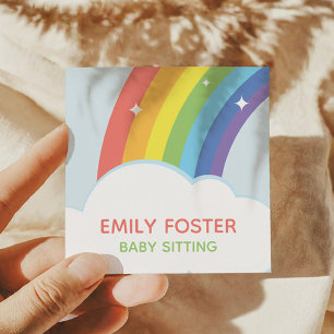 Farbenfrohe Funkelnd Regenbogenwolken kundenspezif Quadratische Visitenkarte