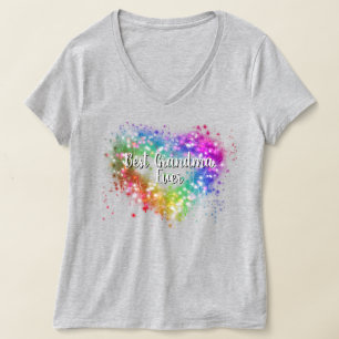 Farbenfrohe funkelnde Glitzer Herz Beste Oma je T-Shirt