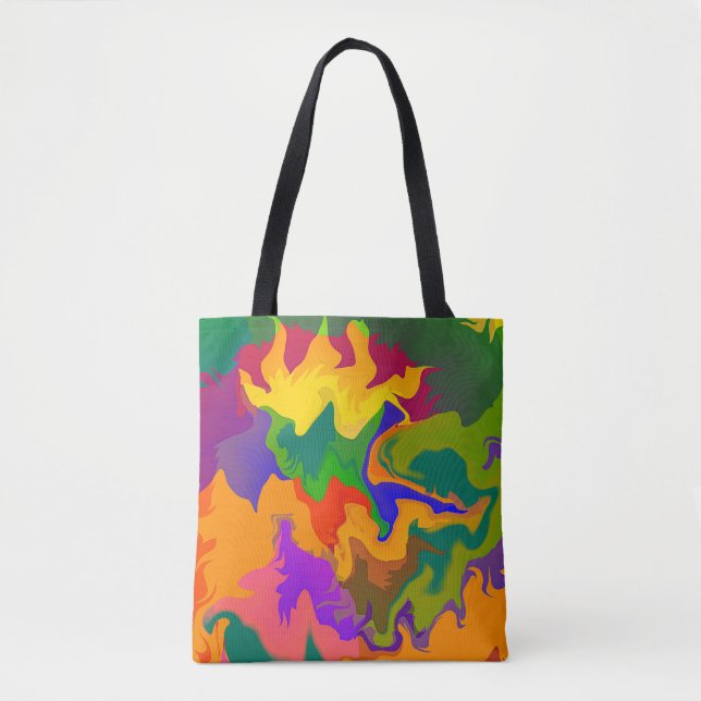 Farbenfrohe Funky Abstrakt Wirbel Camouflage Tasche (Vorderseite)