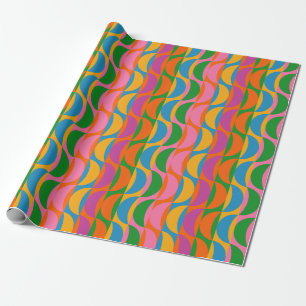 Farbenfrohe Funky Pop Art Wavy Moon Streifen Muste Geschenkpapier