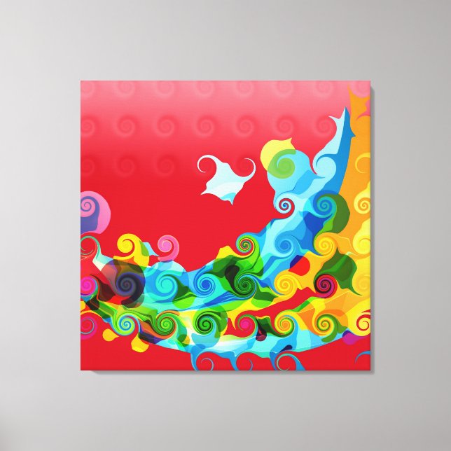 Farbenfrohe Funky Retro Swirl Malerei Abstrakt Art Leinwanddruck (Vorderseite)