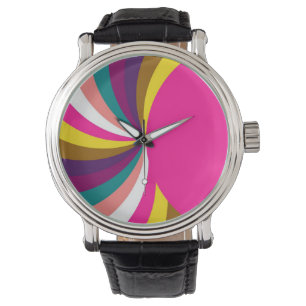 Farbenfrohe Funky Stripes Modernes geometrisches M Armbanduhr
