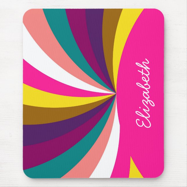 Farbenfrohe Funky Stripes Muster Mousepad (Vorne)