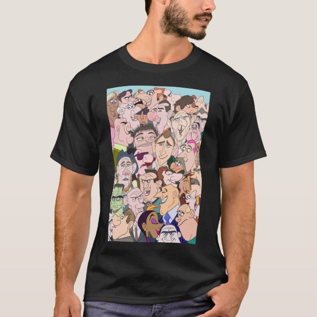 Farbenfrohe Funny Cartoon Charaktere T-Shirt (Vorderseite)
