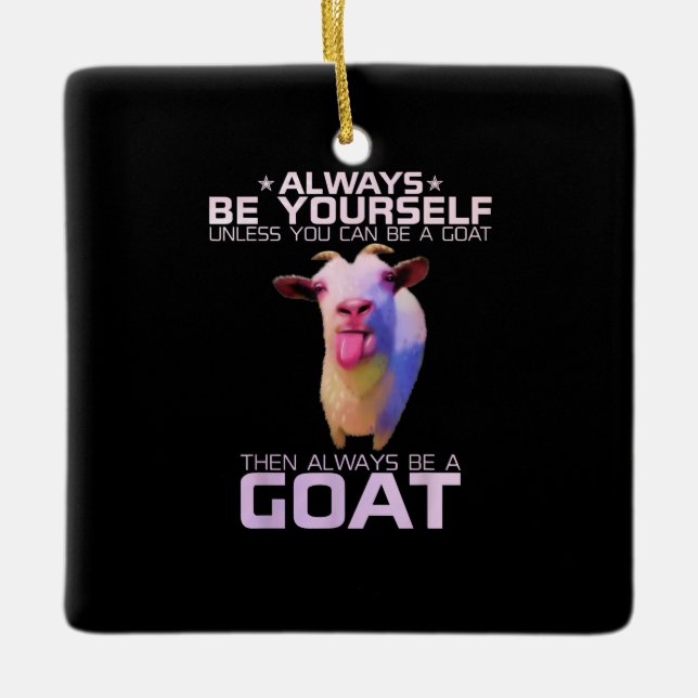 Farbenfrohe Funny Goat-Geschenk Keramikornament (Vorderseite)