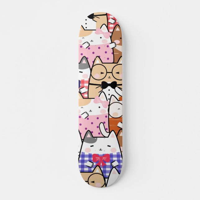 Farbenfrohe Funny Nerdy Cats Kitten Muster Whimsic Skateboard (Vorne)