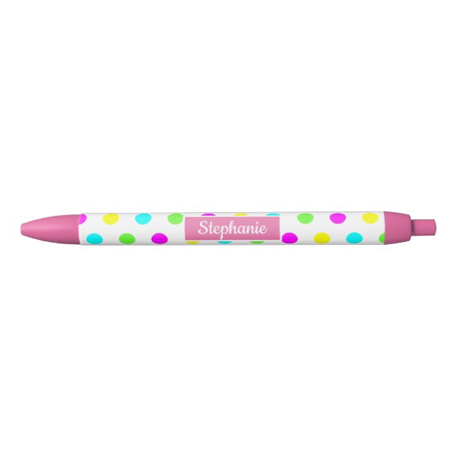 Farbenfrohe Funny Polka Dots Personalisiert Girls  Kugelschreiber (Vorderseite)