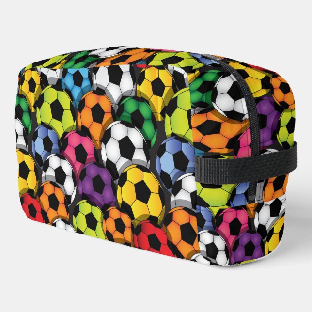 Farbenfrohe Fußball Balls Design Dopp Kit Toilette Waschbeutel (Linke Seite)