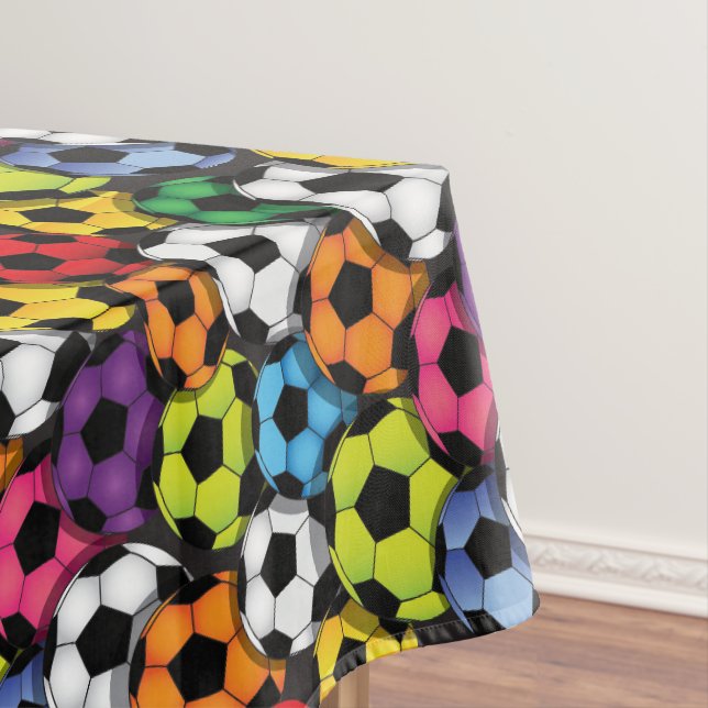 Farbenfrohe Fußball-Balls Design-Tablett Tischdecke (Beispiel)