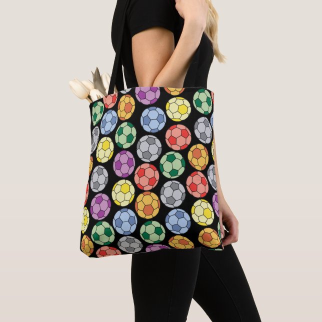 Farbenfrohe Fußball-Muster Tote-Tasche Tasche (Von Nahem)