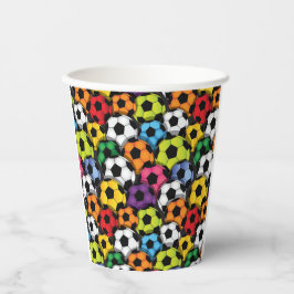 Farbenfrohe Fußballbälle Design Paper Cup Pappbecher