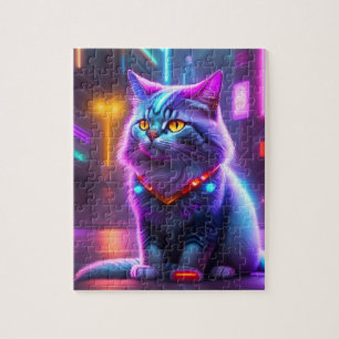 Farbenfrohe futuristische Cyber Cat
