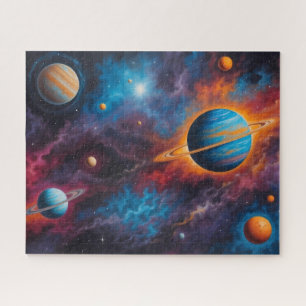 farbenfrohe Galaxie mit Sternen, Planeten und Nebe