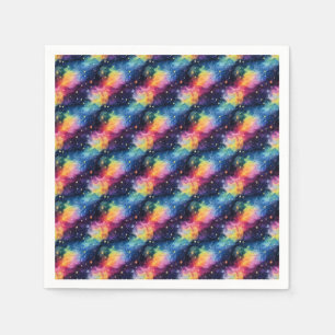 Farbenfrohe Galaxie mit Sternen und Spiralen Serviette