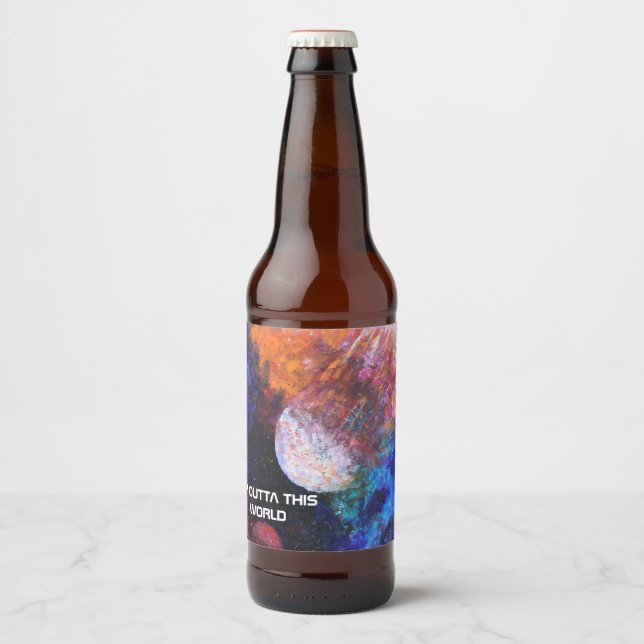 Farbenfrohe Galaxie-Raumgestaltung Cool Bierflaschenetikett (Vorderseite)