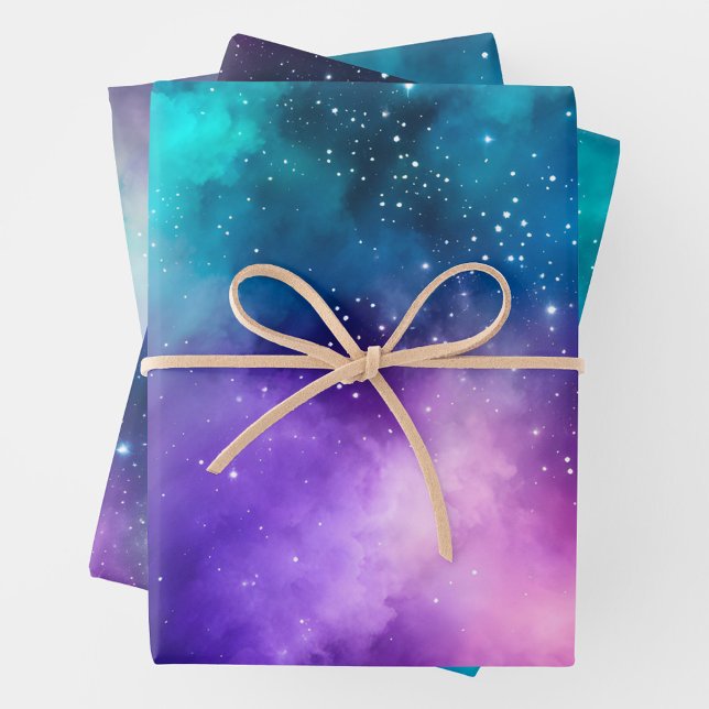 Farbenfrohe Galaxy Art Wrapping Paper Sheets Geschenkpapier Set (Von Creator hochgeladen)