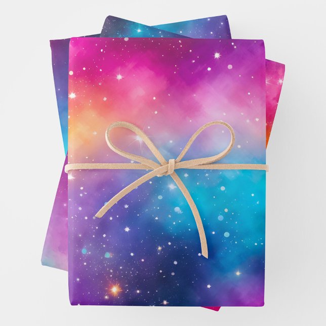 Farbenfrohe Galaxy Art Wrapping Paper Sheets Geschenkpapier Set (Von Creator hochgeladen)