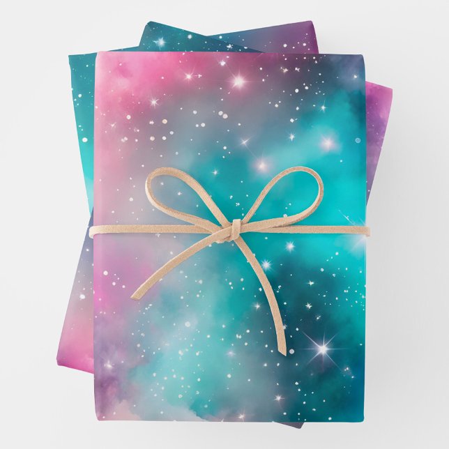 Farbenfrohe Galaxy Art Wrapping Paper Sheets Geschenkpapier Set (Von Creator hochgeladen)