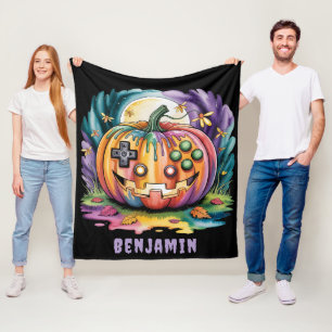 Farbenfrohe Gamer Pumpkin Halloween-Bash-Geschenk Fleecedecke