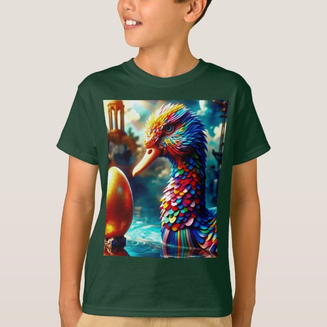 Farbenfrohe Gänse und goldenes Ei T-Shirt (Vorderseite)