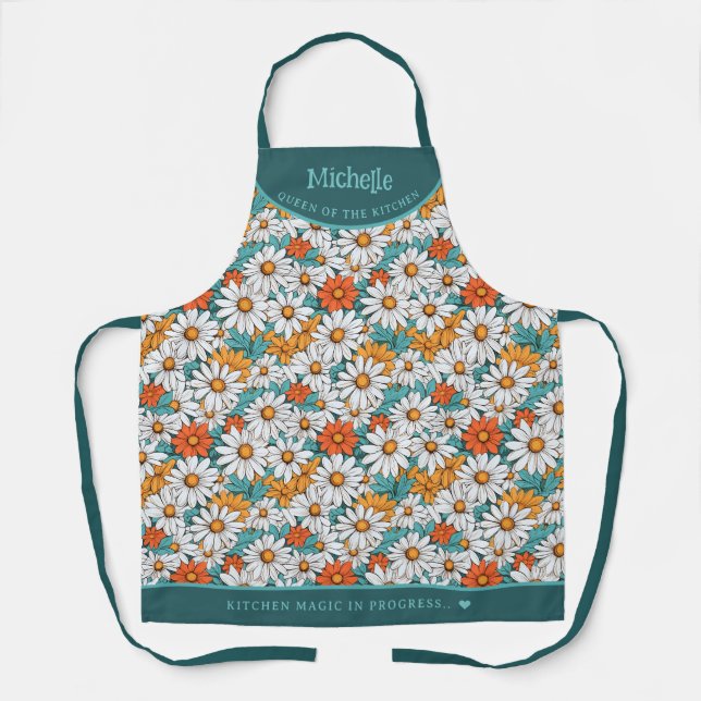 Farbenfrohe Gänseblümchen personalisiert Schürze (Vorderseite)