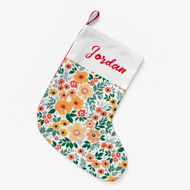 Farbenfrohe Garden Bouquet Muster Kleiner Weihnachtsstrumpf (Vorderansicht (hängend))