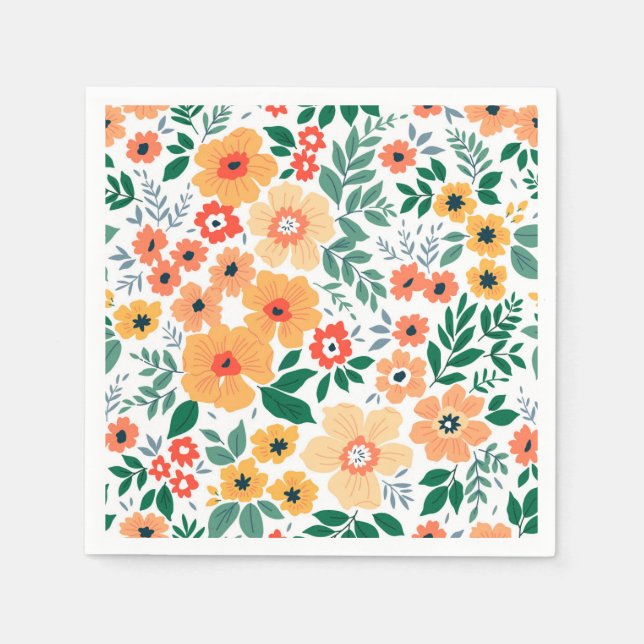 Farbenfrohe Garden Bouquet Muster Serviette (Vorderseite)