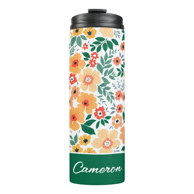 Farbenfrohe Garden Bouquet Muster Thermosbecher (Vorderseite)