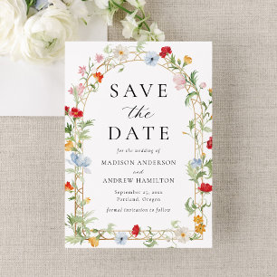 Farbenfrohe Garten Florale Bogenhochzeit Save The Date