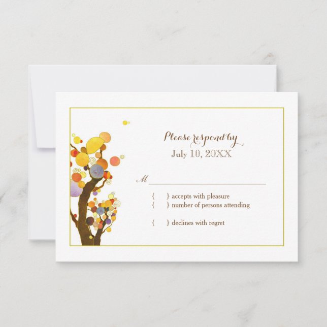 Farbenfrohe Gartenbaumen Hochzeit-RSVP-Karte RSVP Karte (Vorderseite)