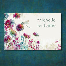 Farbenfrohe Gartenblumen Wildblumen und Libelle