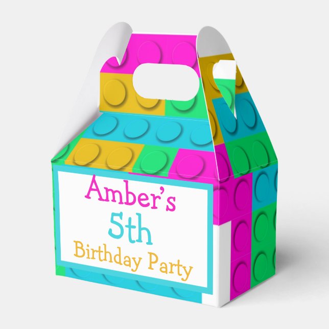 Farbenfrohe Gebäude Blocks Girl Birthday Party Geschenkschachtel (Vorderseite)