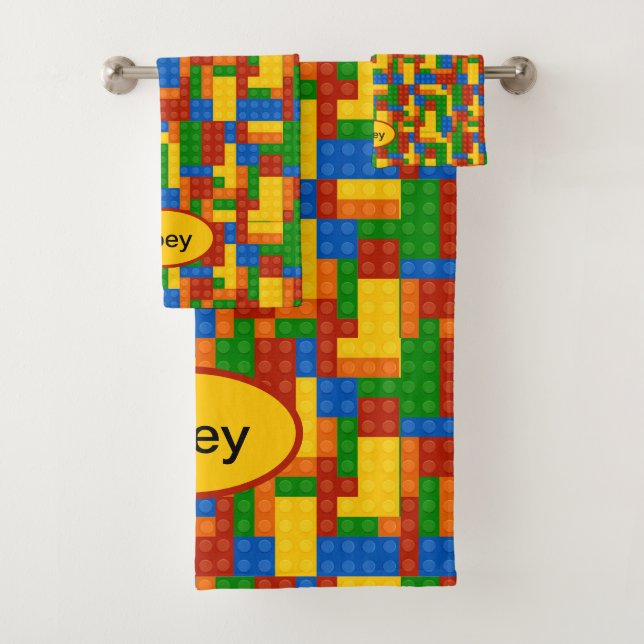 Farbenfrohe Gebäude Brillen Kinder Personalisiert Badhandtuch Set (Insitu)