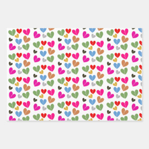 Farbenfrohe gebrochene Herzen: Liebe & Design Geschenkpapier Set