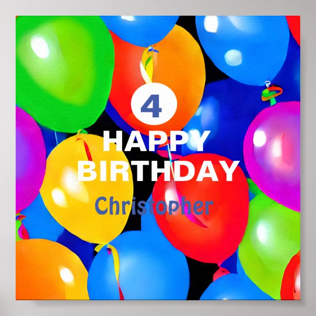 Farbenfrohe Geburtstagsballons Poster (Vorne)