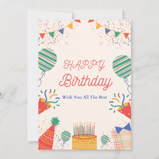 Farbenfrohe Geburtstagskarte Einladung