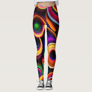 Farbenfrohe gedrehte Halbkreise Regenbogenmuster Leggings