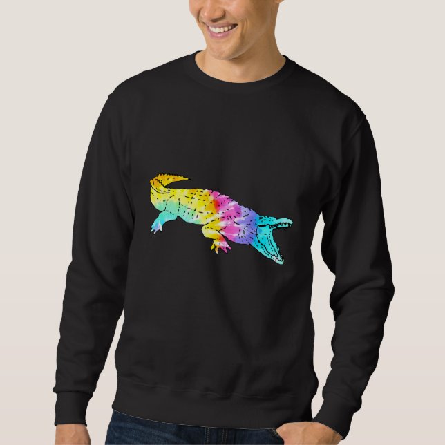 Farbenfrohe Gefärbte Krawatte Alligator Sweatshirt (Vorderseite)