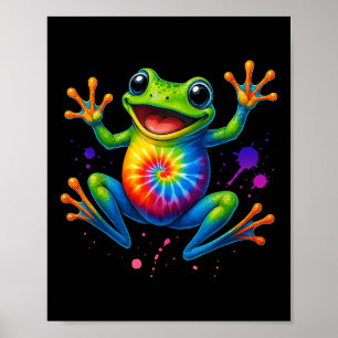 Farbenfrohe Gefärbte Krawatte Frog Retro Peace Nie Poster