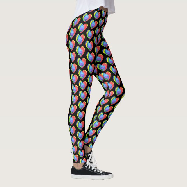 Farbenfrohe Gefärbte Krawatte Herz Leggings (Rechts)