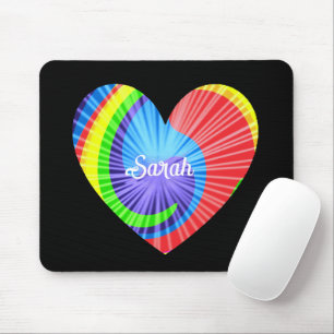 Farbenfrohe Gefärbte Krawatte Herz Mousepad