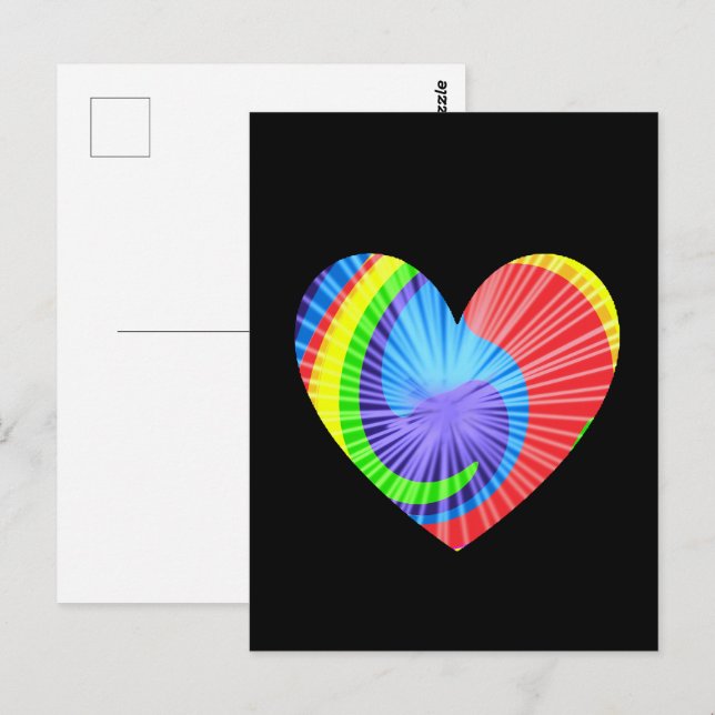 Farbenfrohe Gefärbte Krawatte Herz Postkarte (Vorne/Hinten)