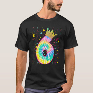 Farbenfrohe Gefärbte Krawatte Nummer 6 Jahre Alte  T-Shirt